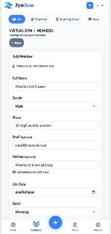 Add a new member in seconds, with plan, fee and payment mode